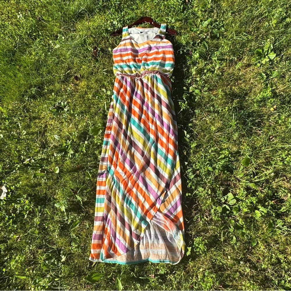 THML Anthropology Multicolored Striped High Low Tulip Maxi Dress Womens Large